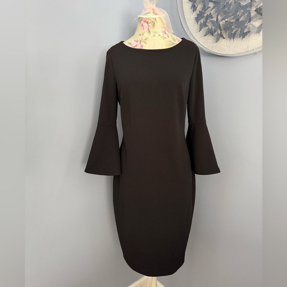 Calvin Klein Black Bell Sleeve Sheath Dress